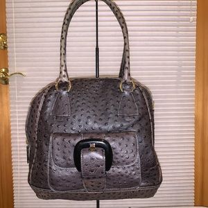 Anne Klein Gray Ostrich Handbag